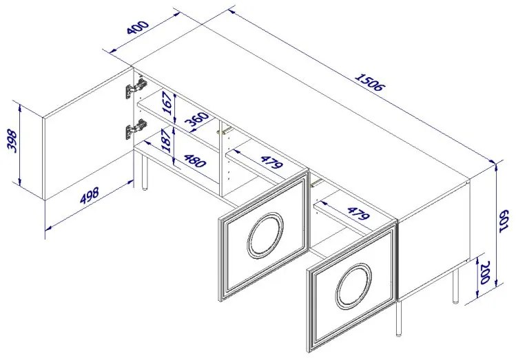 Televizní stolek Palazzo 150 cm černý/dub craft