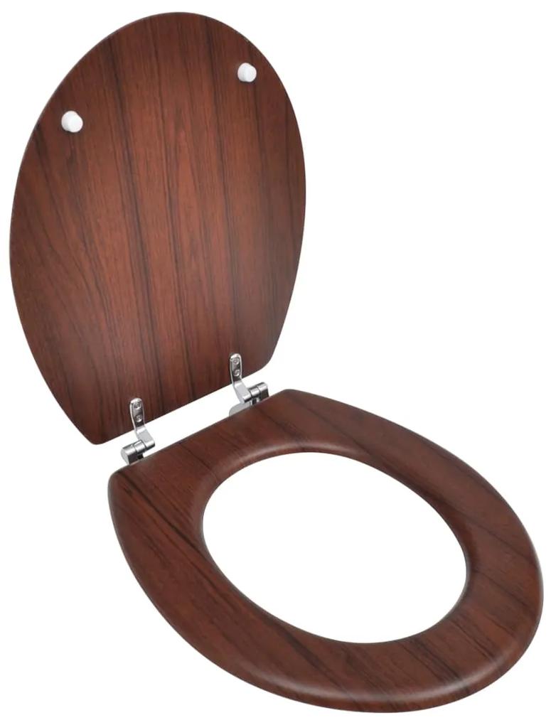vidaXL WC sedadlo, MDF, tvrdé sklápanie, jednoduchý dizajn, hnedé