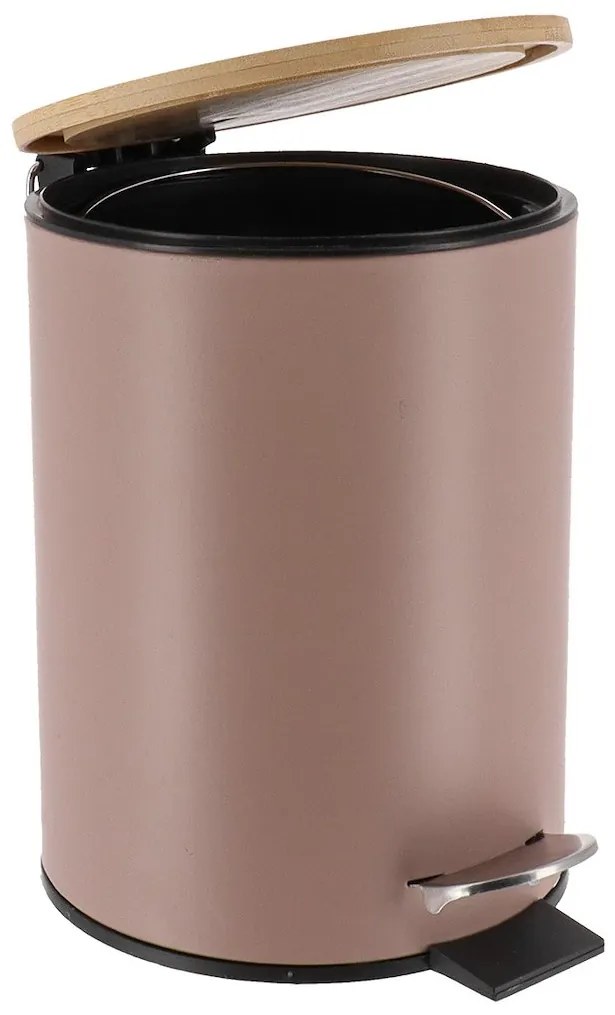 TENDANCE Odpadkový kôš Timeless, béžová/s drevenými prvkami, 2,5 l