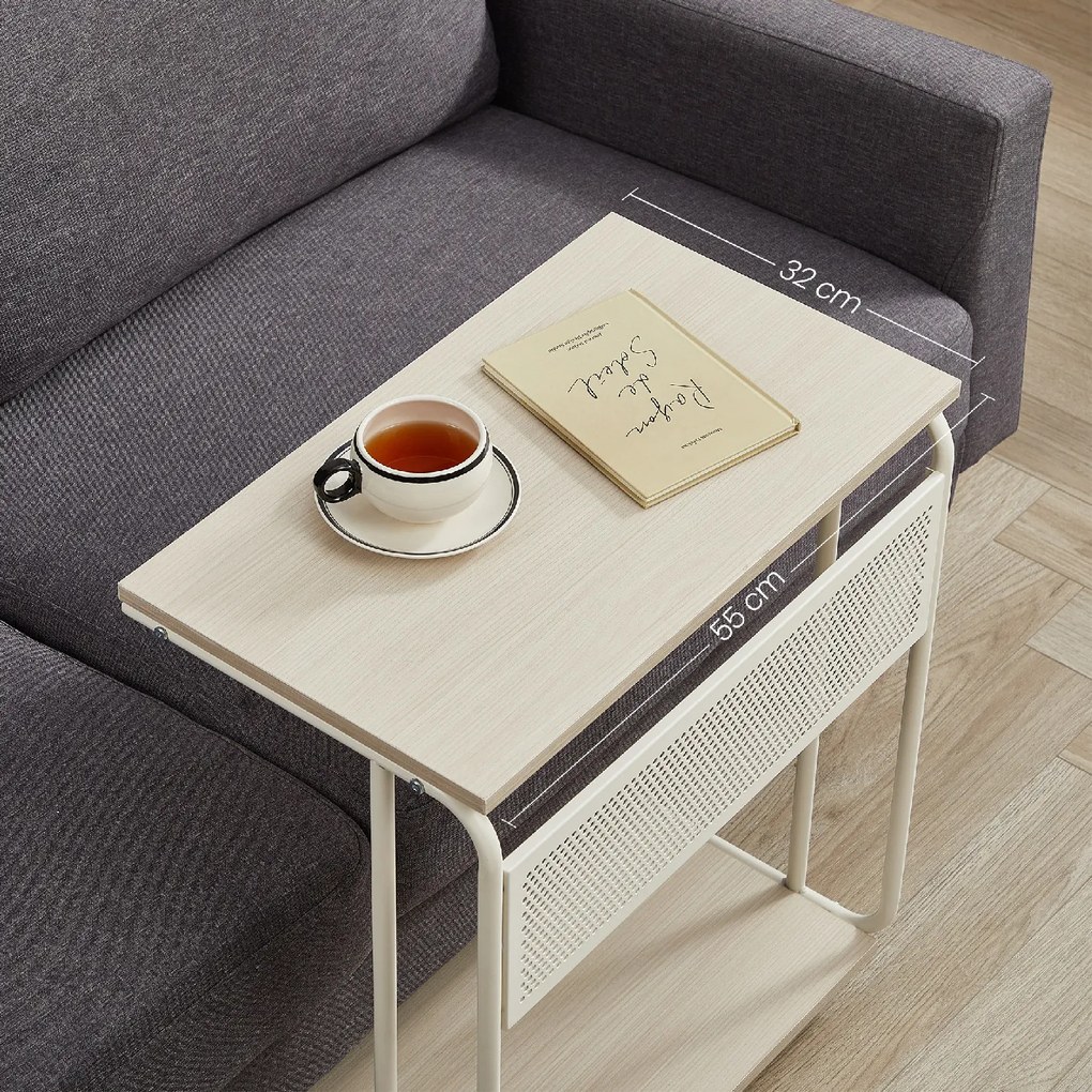 Príručný stolík na kolieskach MIREZO 55x33cm, béžový