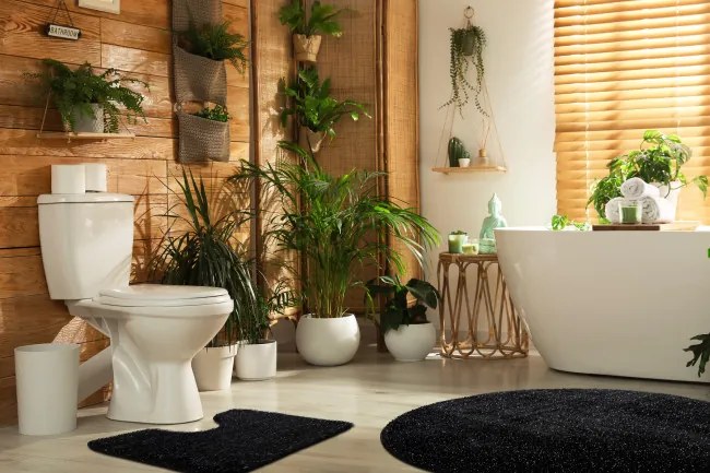 Kúpeľňový koberček SYNERGY glamour / lurex, čierny kruh