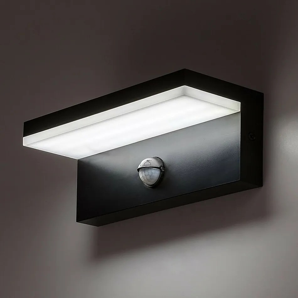 Rabalux 77115 vonkajšie nástenné LED svietidlo Zaragoza, so senzorom, 9W, IP54, čierna