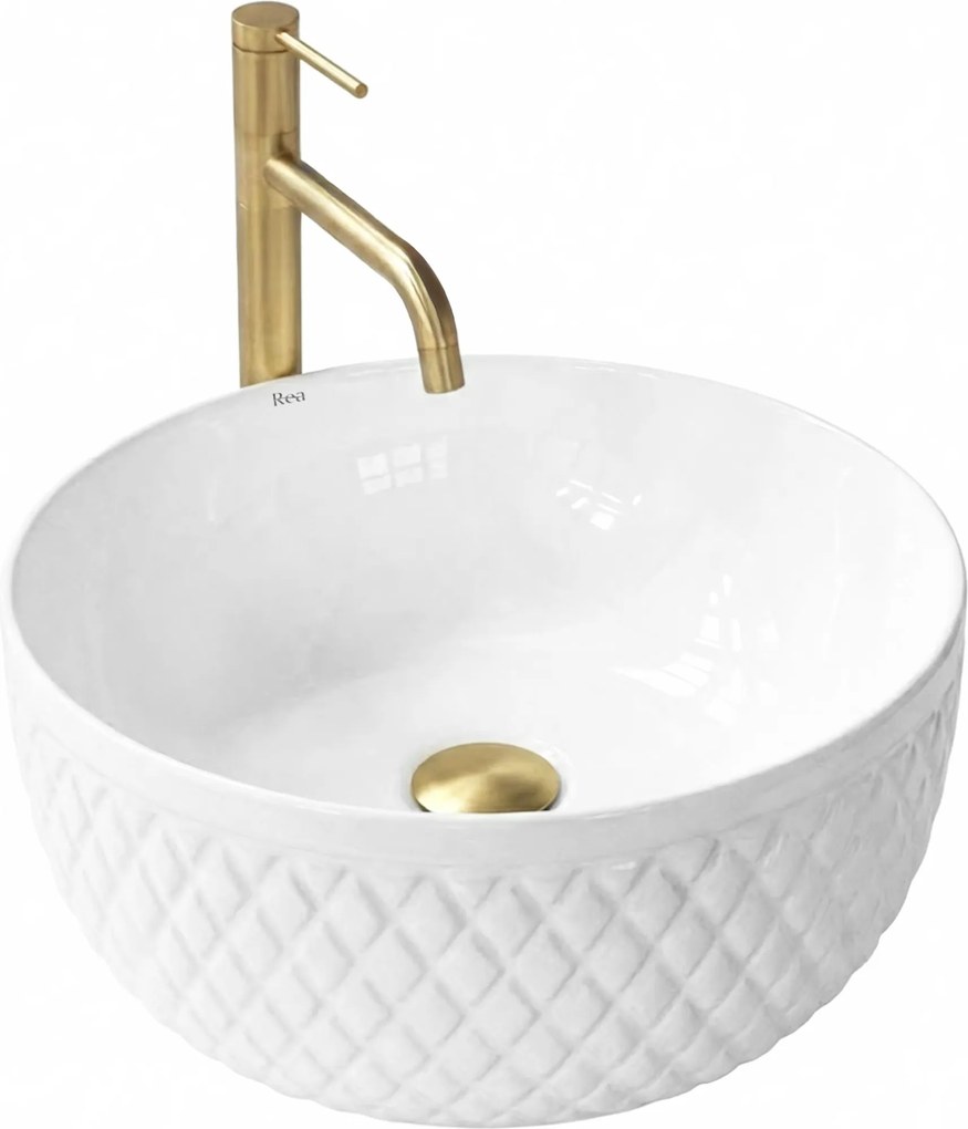 Rea Galaxy, umývadlo na dosku 400x400x165 mm, biela lesklá, REA-U0640