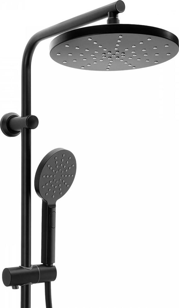 Erga Dubaj, sprchový set s batériou a hlavovou sprchou 23 cm, čierna matná, ERG-YKA-BP.DUBAJ23-BLK