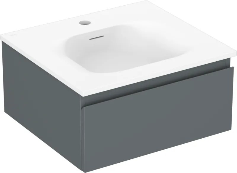 Mexen Orio, kúpeľňová skrinka 50 cm s umývadlom Vela, 1 zásuvka, grafitová matná/biela matná, 91A10-05023-1-BF66-W23M01