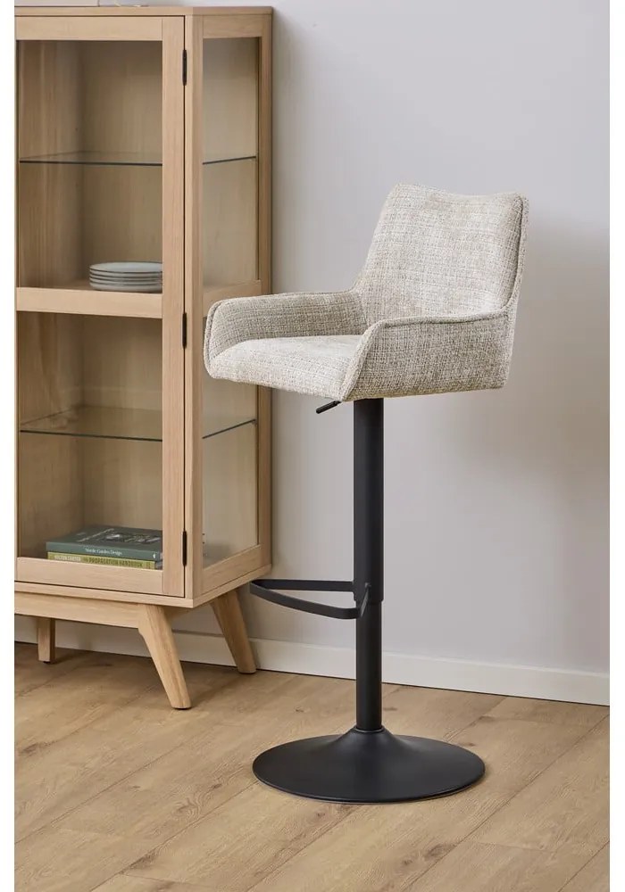 Béžová barová stolička s nastaviteľnou výškou/s podrúčkami (výška sedadla 85 cm) Eddie – Actona