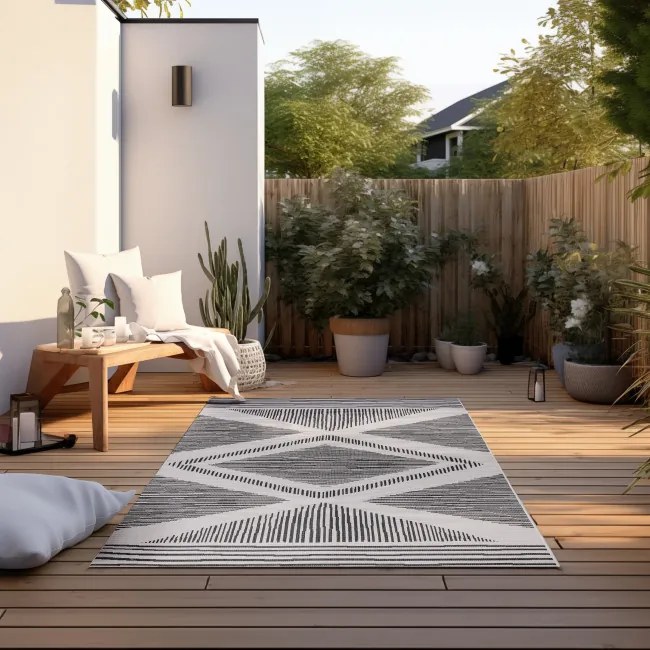 Obojstranný koberec Elle Decoration GEMINI Rhombus čierny