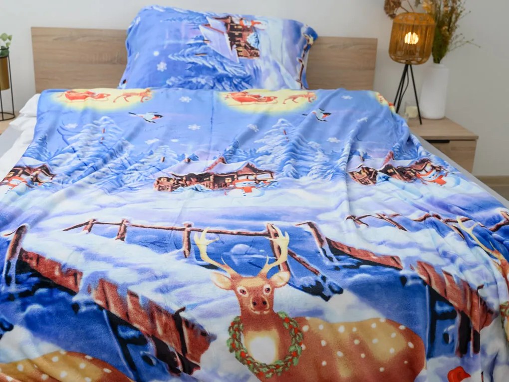 Mikroplyšové obliečky WINTER WISH modré Rozmer obliečky: 70 x 90 cm | 140 x 200 cm