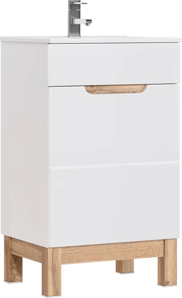Comad Kúpeľňová skrinka pod umývadlo Bali White 50 biela/dub wotan