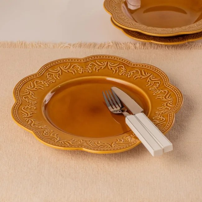 Dekoračný tanier SALTIS jantárový 750878