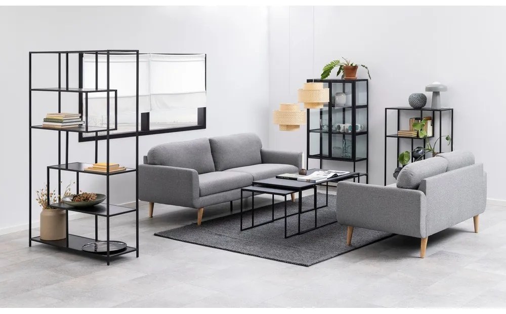 Matne čierne konferenčné stolíky v súprave 3 ks s doskou v dekore mramoru 60x120 cm Infinity – Actona