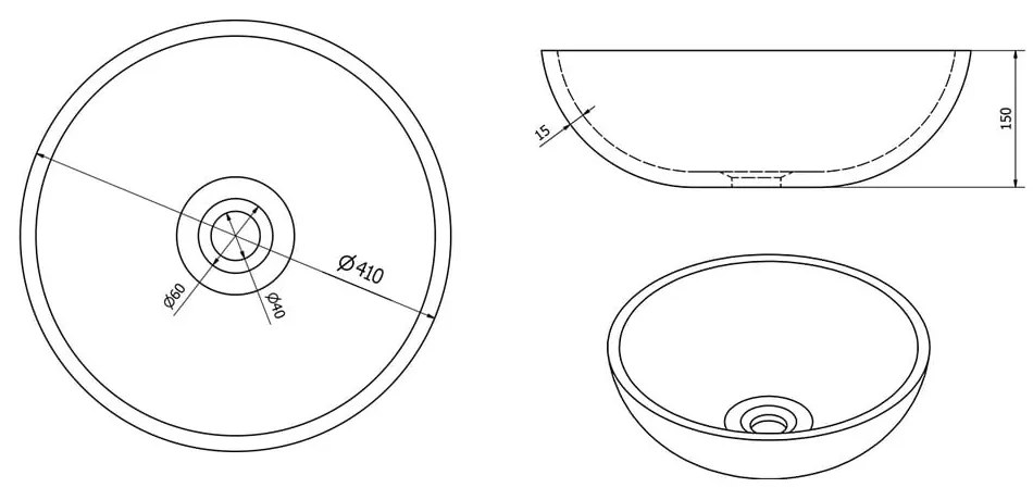 Modré/sivé keramické okrúhle umývadlo ø 41 cm Priori – Sapho