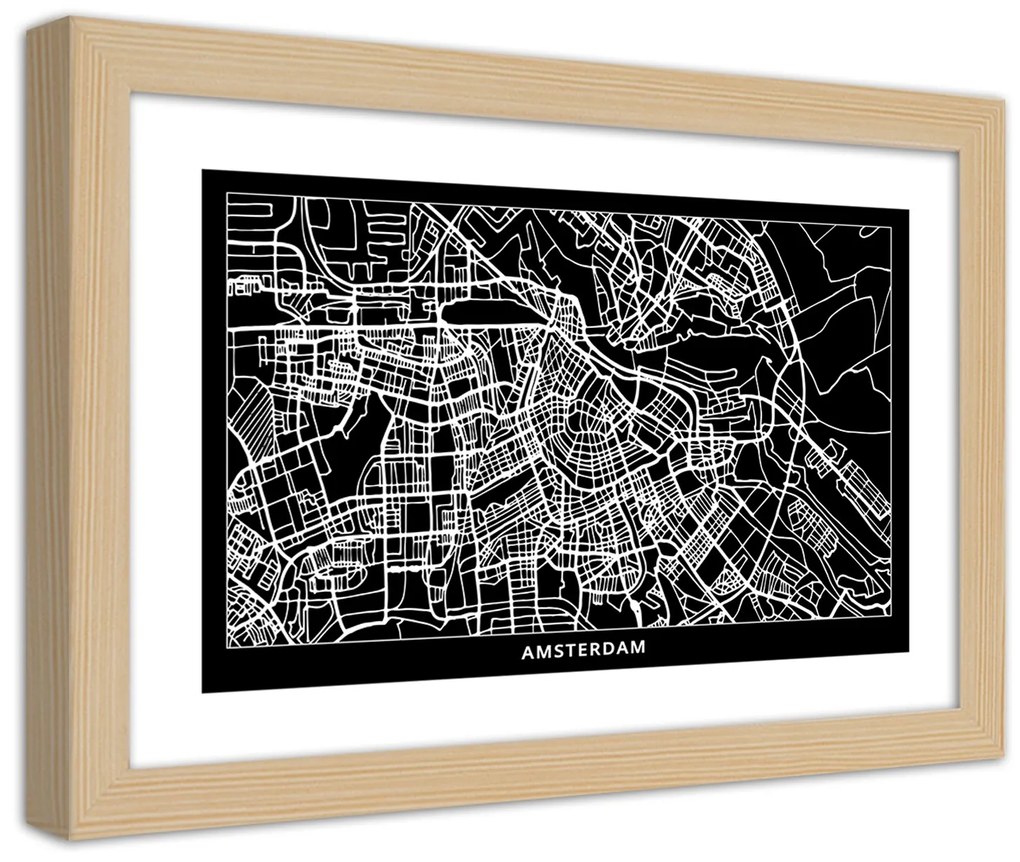 Gario Plagát Plán mesta Amsterdam Farba rámu: Bez rámu, Rozmery: 45 x 30 cm