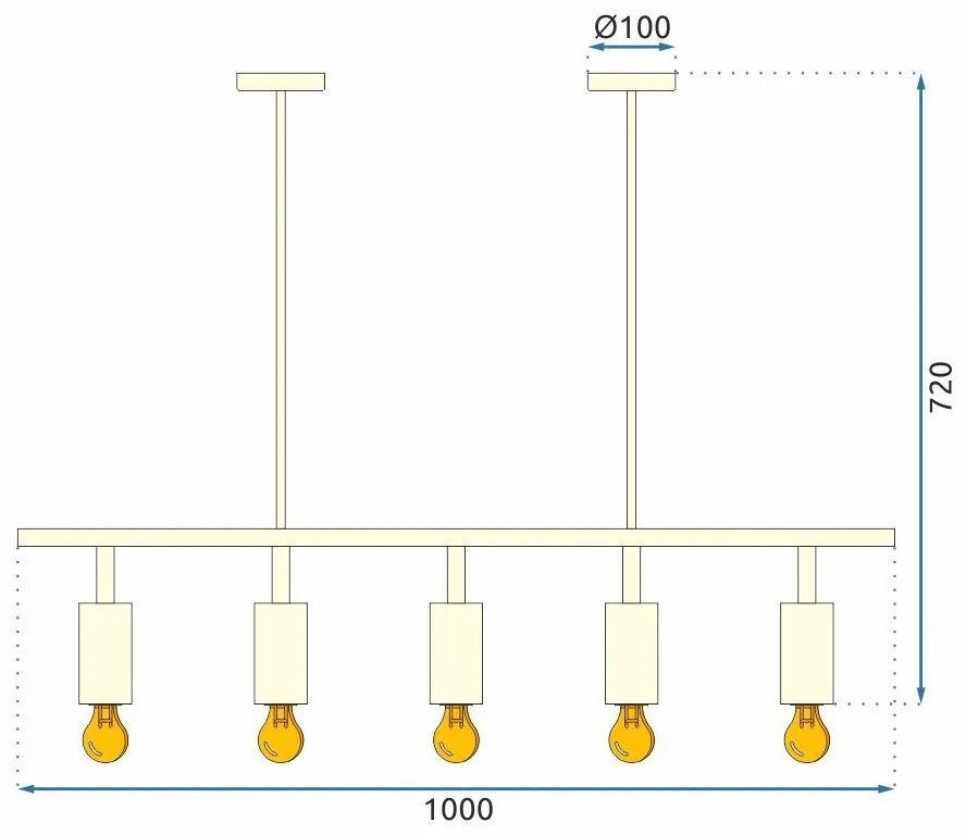 Toolight - Stropná lampa 5xGU10, APP210-3CPR, čierna, OSW-03400