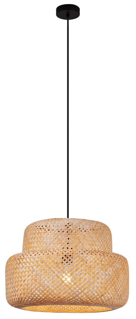 Japonská závesná lampa čierna s bambusom - Kea