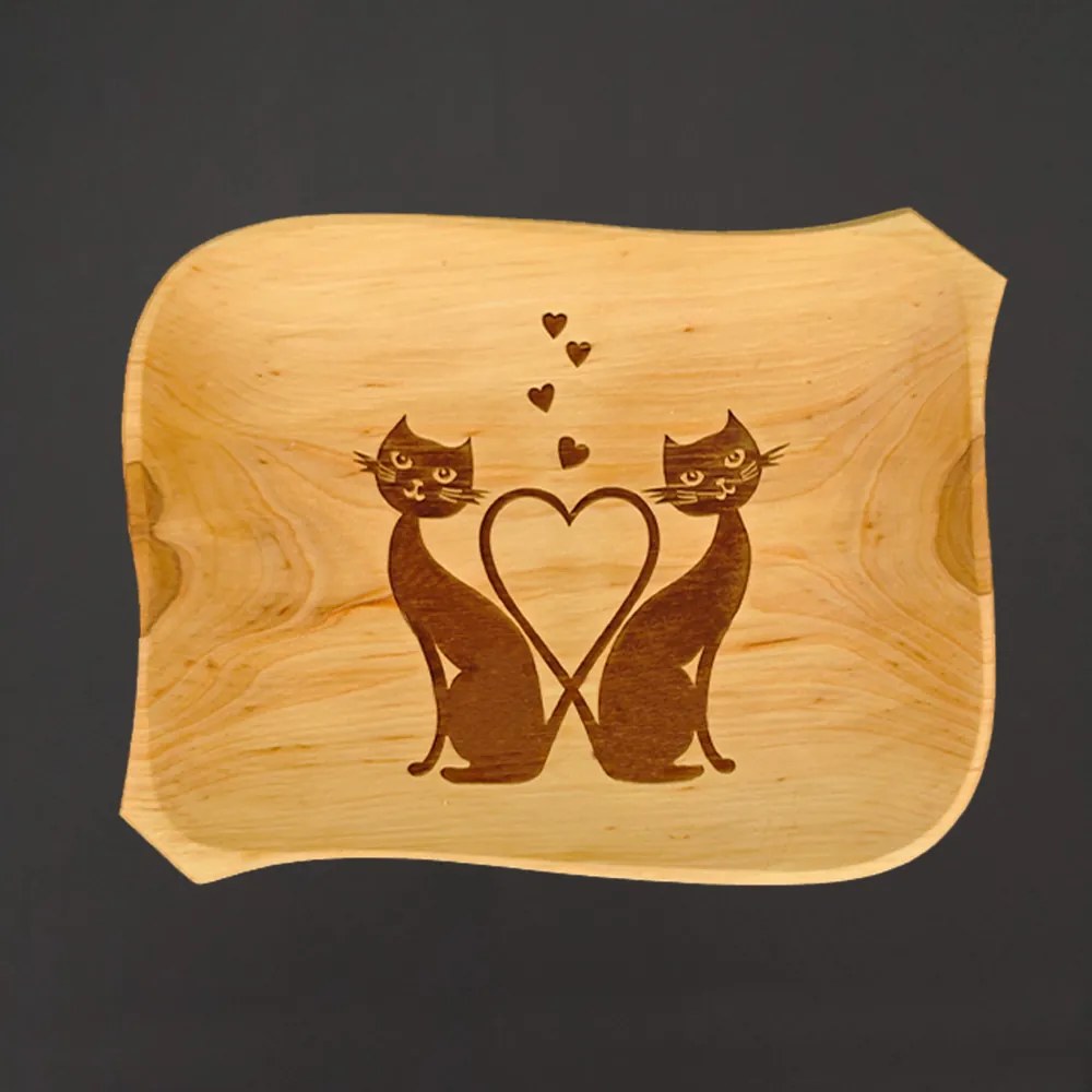 Servírovací podnos AMADEA jelšový mačky 26 cm