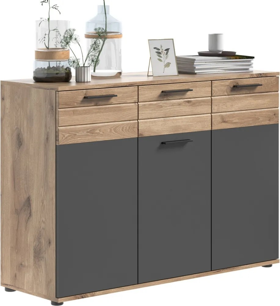 Komoda so zásuvkou Mason 120 cm, dub/šedá