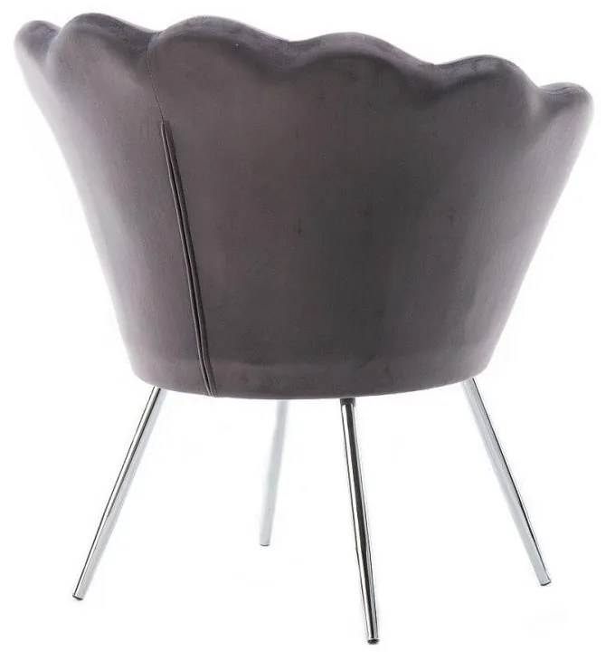 LuxuryForm DESIGN Kreslo FREY VELUR so striebornými nohami - tmavo šedé
