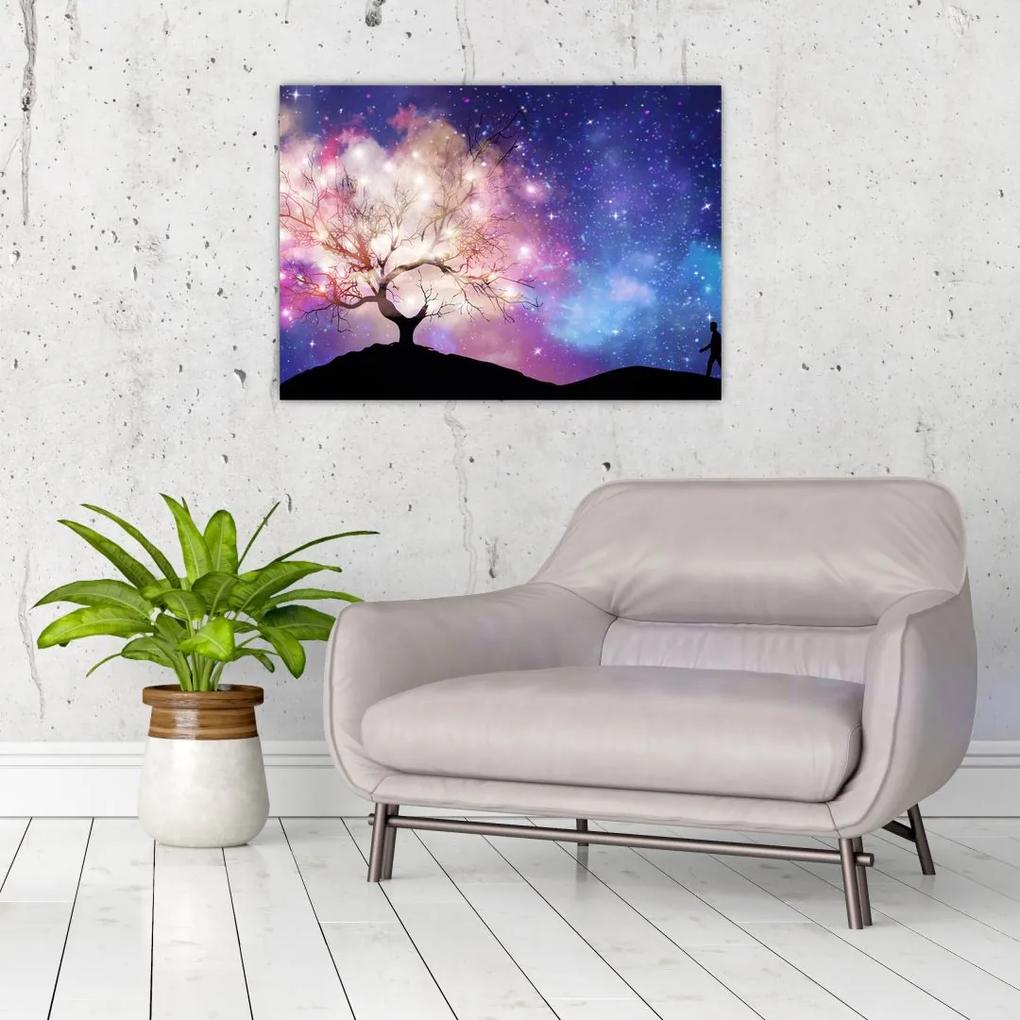 Sklenený obraz - Vesmírny strom (70x50 cm)