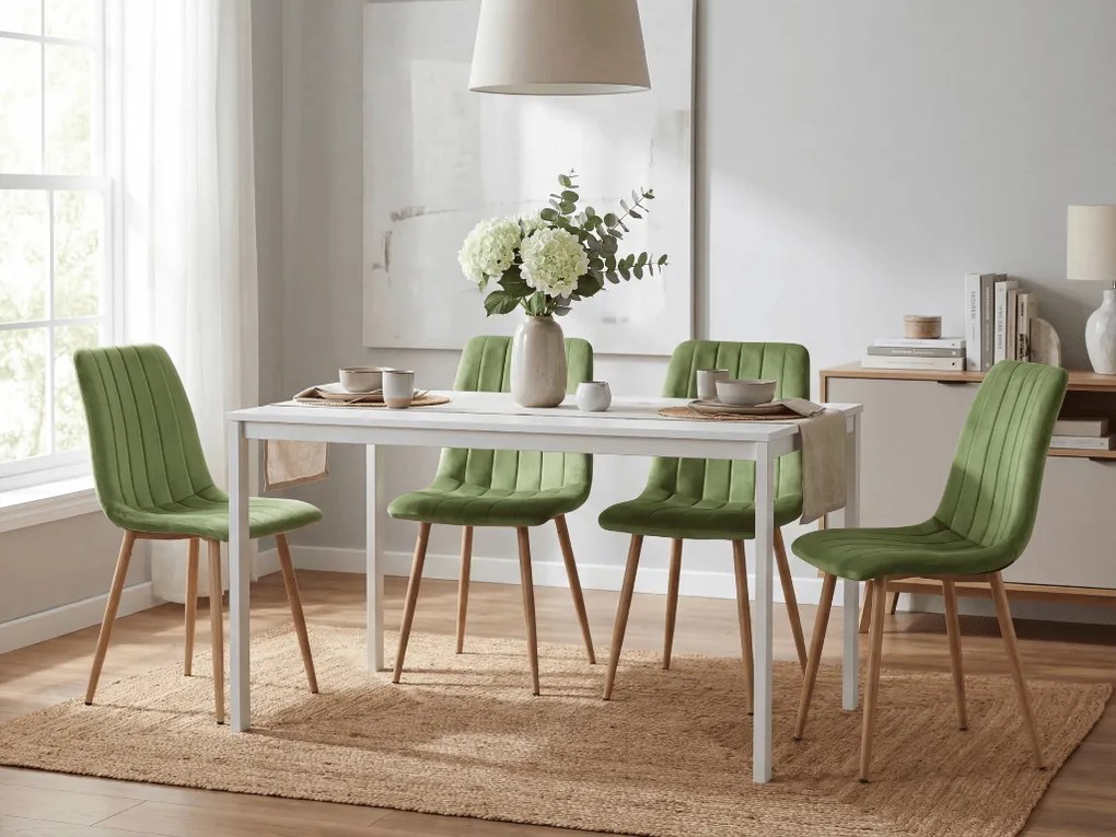 Svetlozelená zamatová stolička LAVA