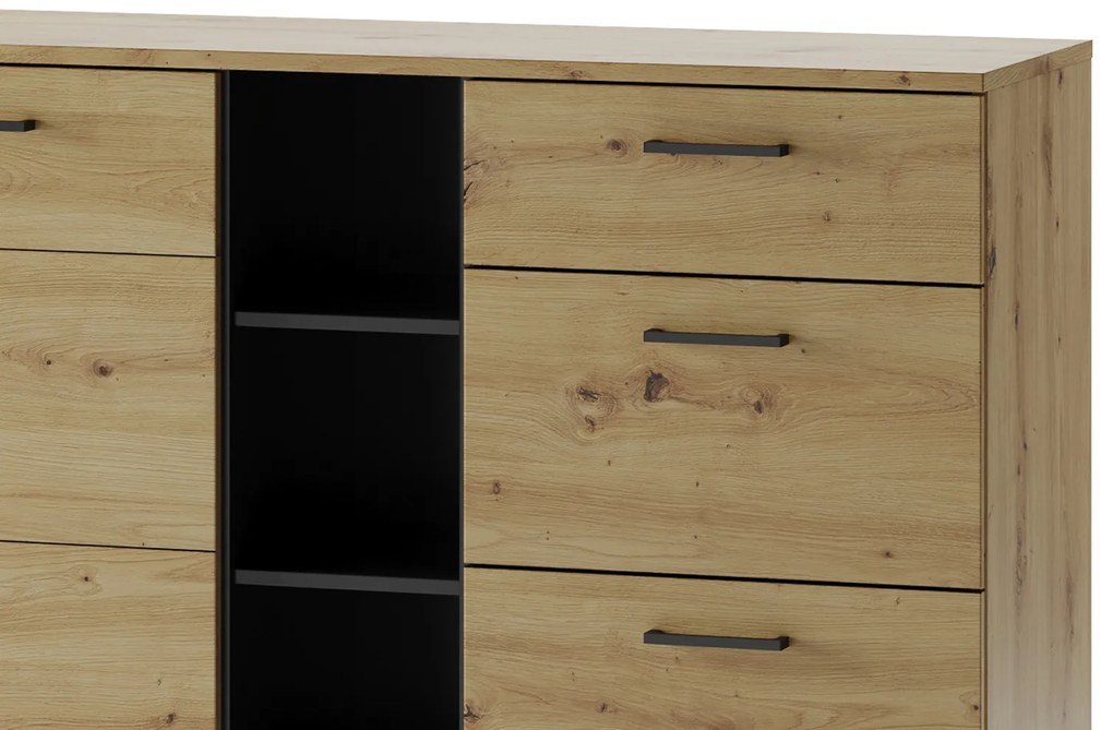 Komoda Lucas II 48 180 cm dub Artisan/čierna