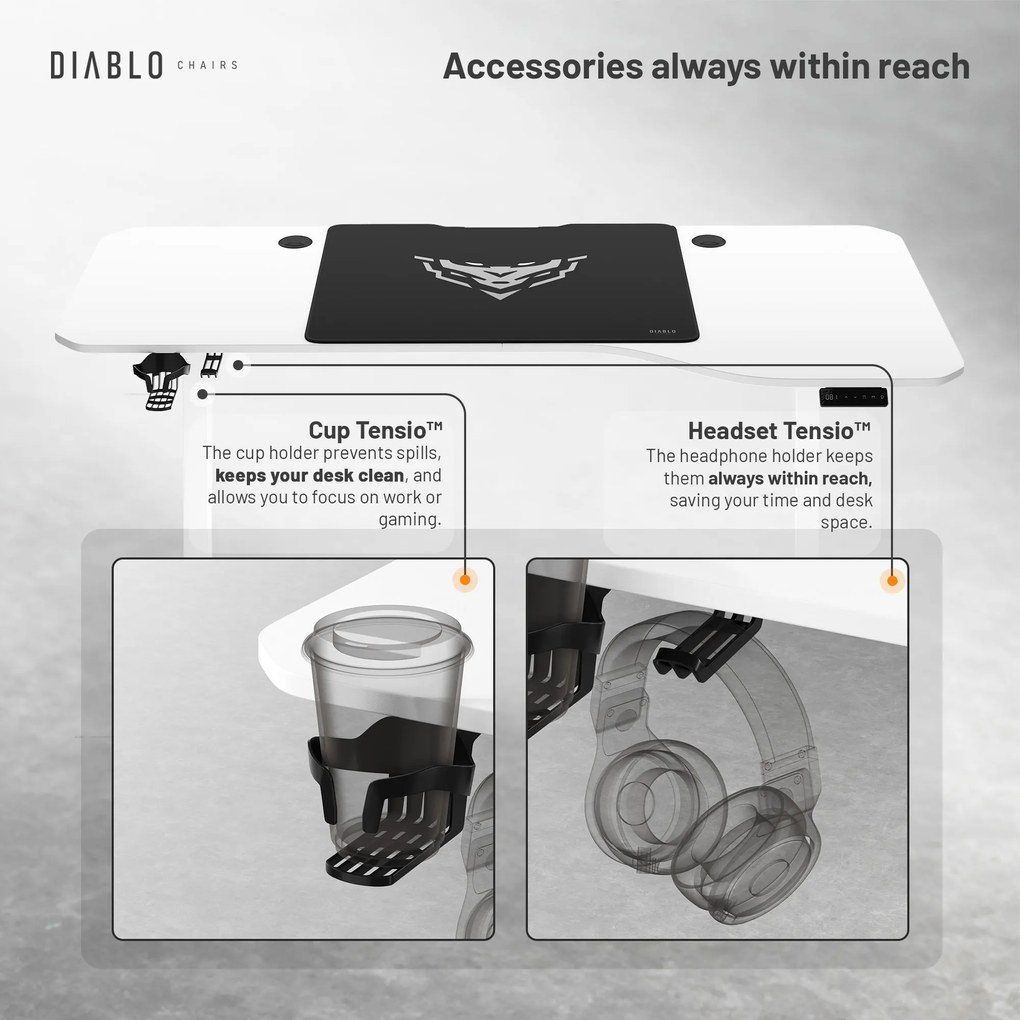 Výškovo Nastaviteľný Stôl Diablo X-Tensio 1600 Biely