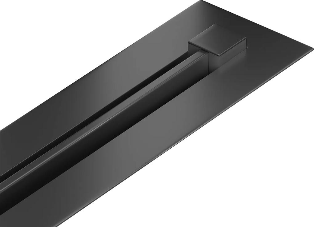 Mexen Flat Super Slim, super tenký odtokový žľab s 360° rotačným sifónom 110 cm, čierna matná, 1751110