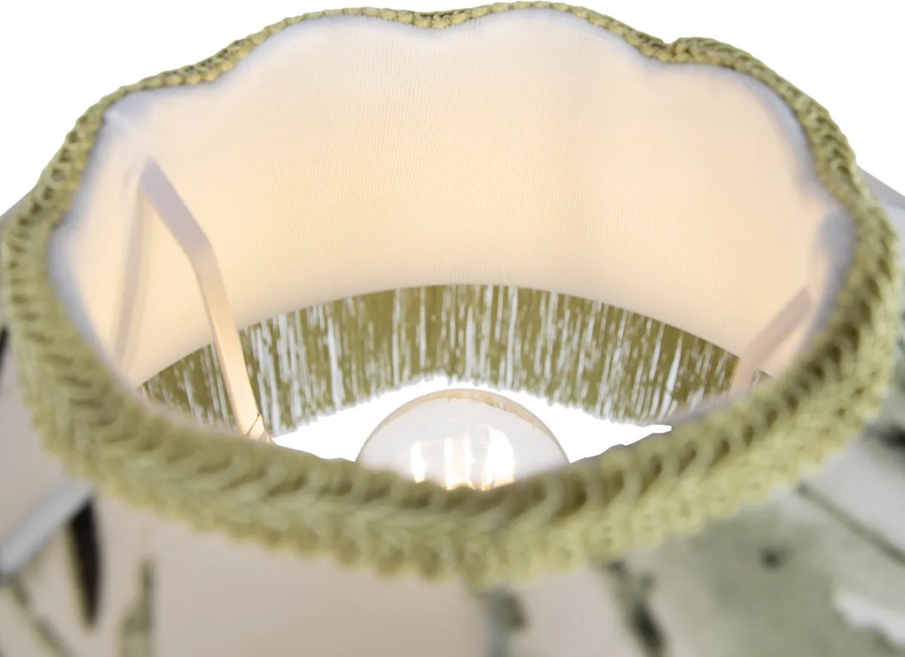 Stojacia lampa čierna s kvetinovým tienidlom a bielym interiérom 45cm - Classico