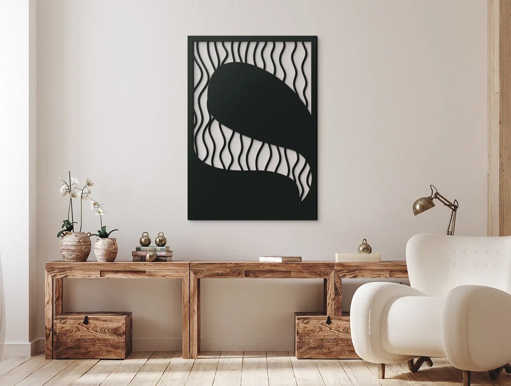 drevko Abstraktný drevený obraz Hlbina Rozmer obrazu: 45,5 x 31 cm, Farba dekorácie: Čierna