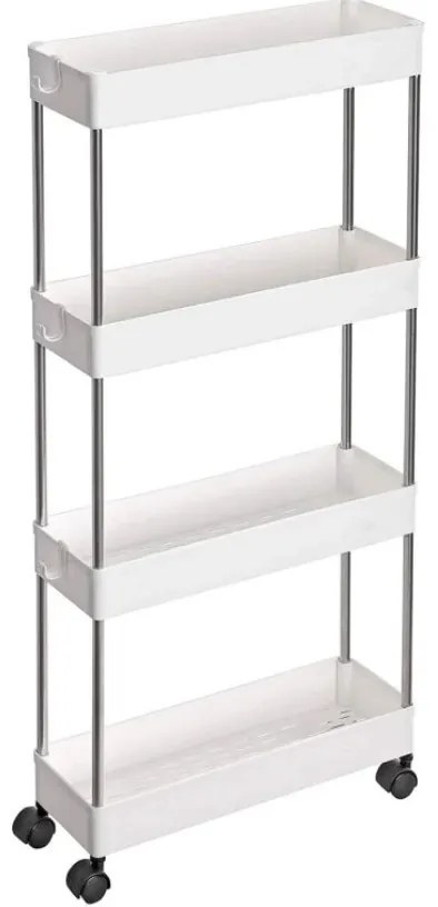 Pojazdný vozík 4 police - biely