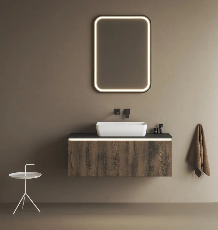 Sapho Sapho, LOREA skrinka s umývadlom 101x46x51,5cm (80+20cm), ľavá, dub Alabama/biela matná, LE080-2231-L-02