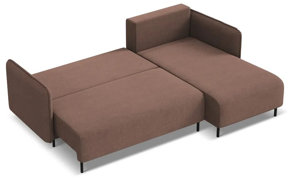 Ružová rozkladacia/s úložným priestorom rohová pohovka (pravý roh) Luana – Makamii