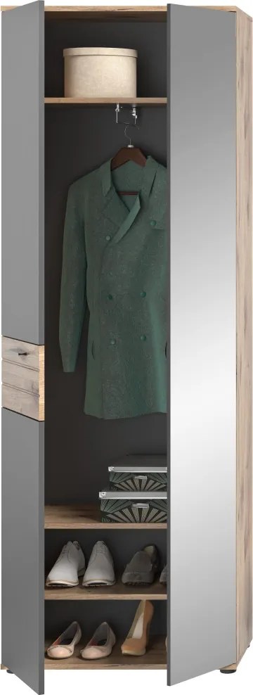 Predsieňová šatníkova skriňa Mason, dub/šedá