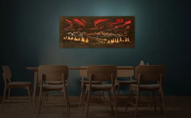 Svietiaci obraz Polárna žiara RGBW na batériu