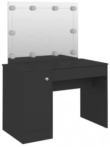 vidaXL Toaletný stolík s LED svetlami 110x55x145 cm MDF čierny-