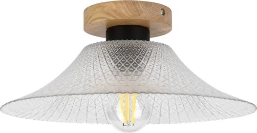 Stropné svietidlo JULL WOOD 1xE27/15W/230V dub/čiré pr. 34 cm