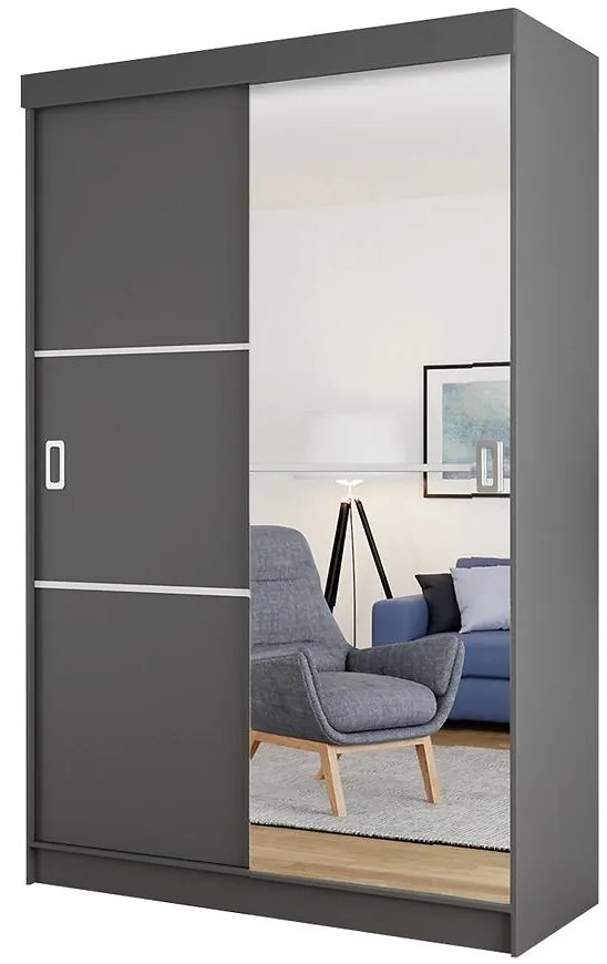 Skriňa Bill 2l zrkadlo 138 grafit