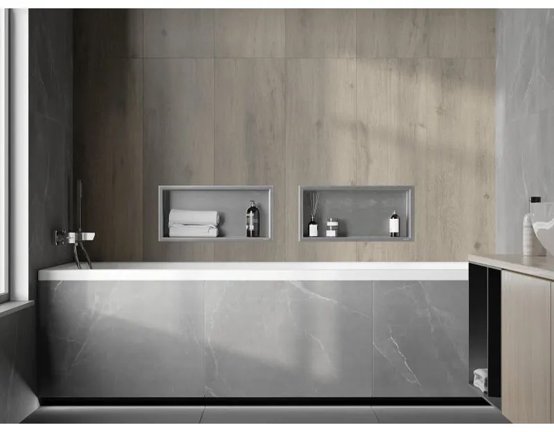 Mexen X-Wall-R, polička na zapustenie na obklad s golierom 45 x 20 cm, oceľová, 1910452010