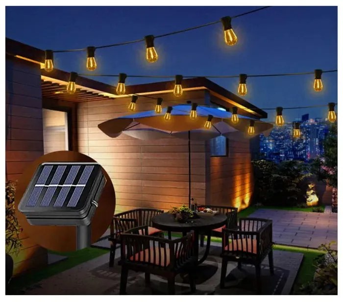 BERGE Záhradná solárna girlanda 20 LED 5 metrov Solárne žiarovky na balkón