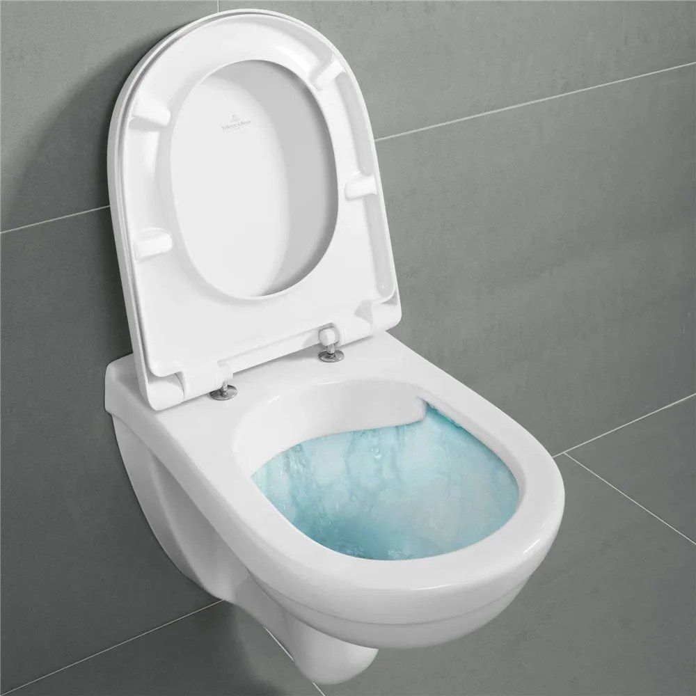 VILLEROY &amp; BOCH O.novo Combi-Pack, závesné WC s DirectFlush + WC sedátko s poklopom, s QuickRelease a Softclosing, biela alpská, s povrchom CeramicPlus, 5660HRR1