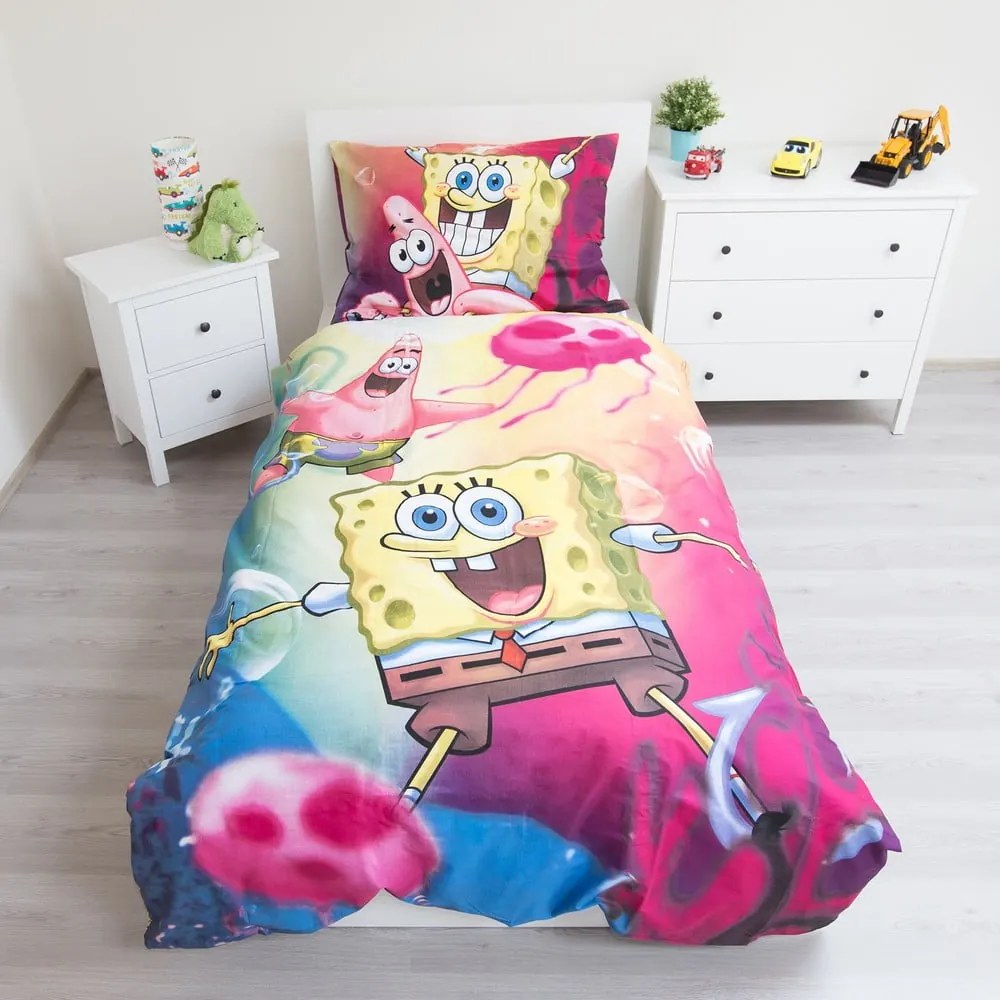 Bavlnené detské obliečky na jednolôžko 140x200 cm Sponge Bob - Jerry Fabrics