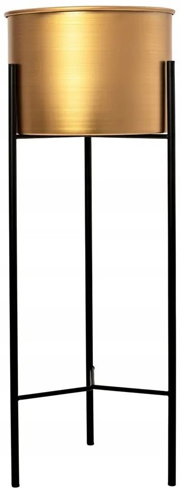 Tutumi Tutumi, kovový kvetináč na rastliny 50cm TSHP20206, čierna matná-mosadzná zlatá, HOM-09904