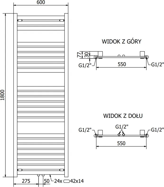 Mexen Uran, elektrické vykurovacie teleso 1800x600 mm + vykurovacia tyč 900 W, biela, W105-1800-600-2900-20