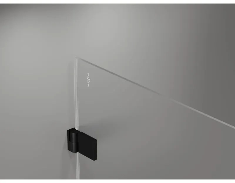 Mexen Lunar-B L, 1-krídlový sprchový kút, ľavý, 90 x 80 cm, 8mm číre sklo, čierny profil, 832L-090-080-70-00-L