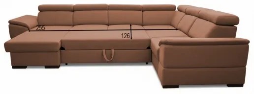 Rozkladacia sedacia súprava s univerzálnym U-rohom a úložným priestorom GRANADA hnedá