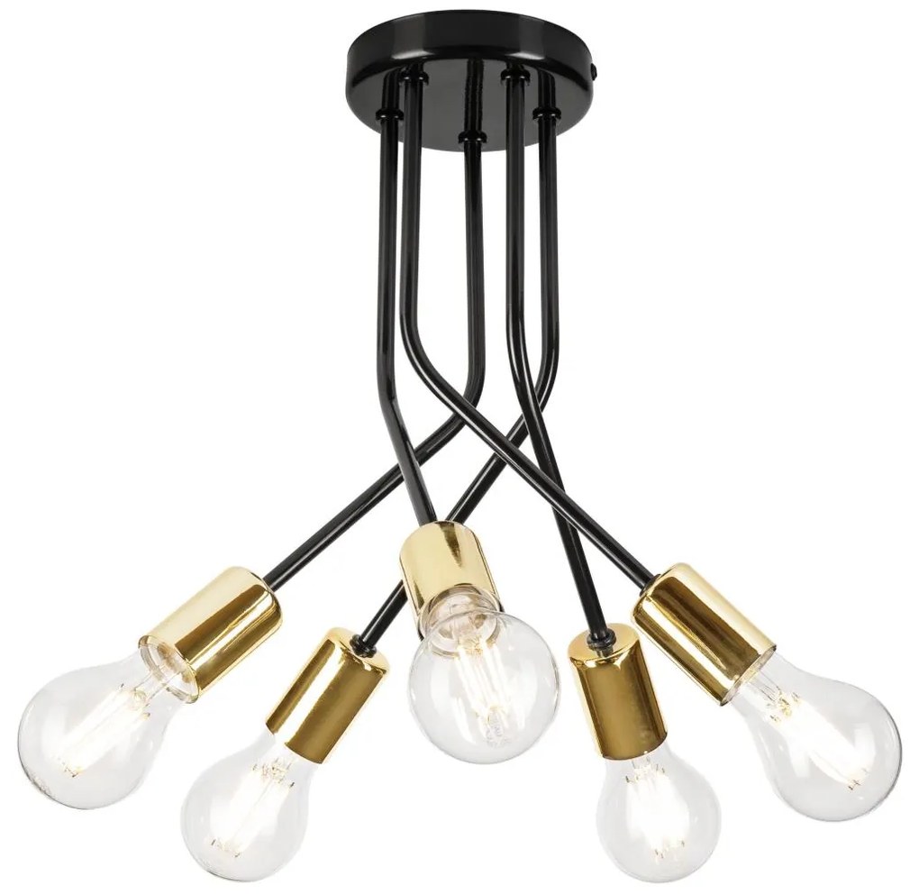 Luster na tyči PRIYA 5xE27/15W/230V čierna