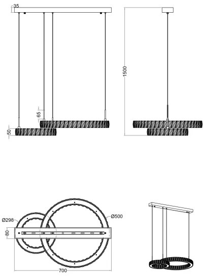 Zuma Line MD3713-2-3GT - LED luster na lanku GIRONA LED/36W/230V ružové zlato