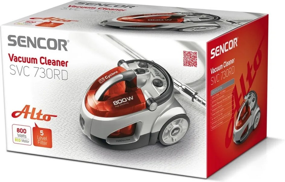 Sencor SVC 730RD-EUE2 bezvreckový vysávač, červená