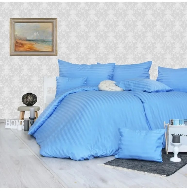 Obliečky damaškové modré EMI, Štandardný set jednolôžko obsahuje 1x 140x200 + 1x 70x90