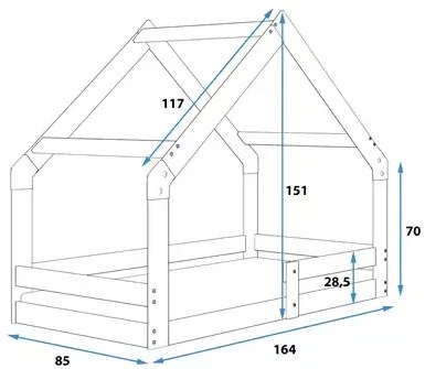 Jednolôžková detská posteľ HOUSE 80x160 cm, prírodné drevo